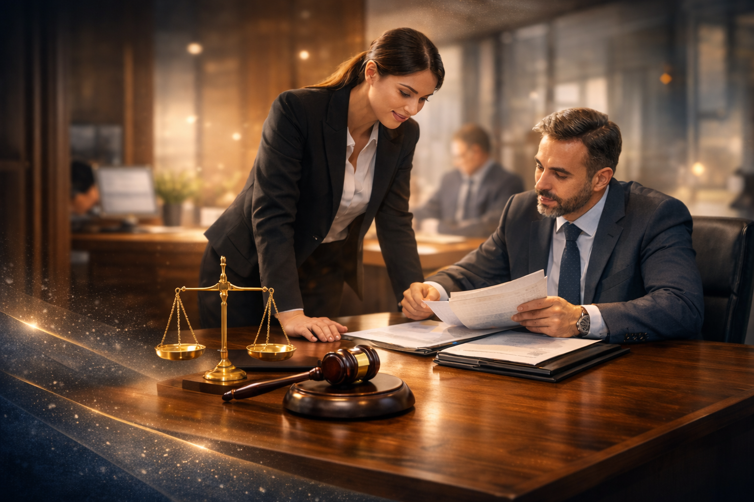 Documentos legales y mesa de trabajo